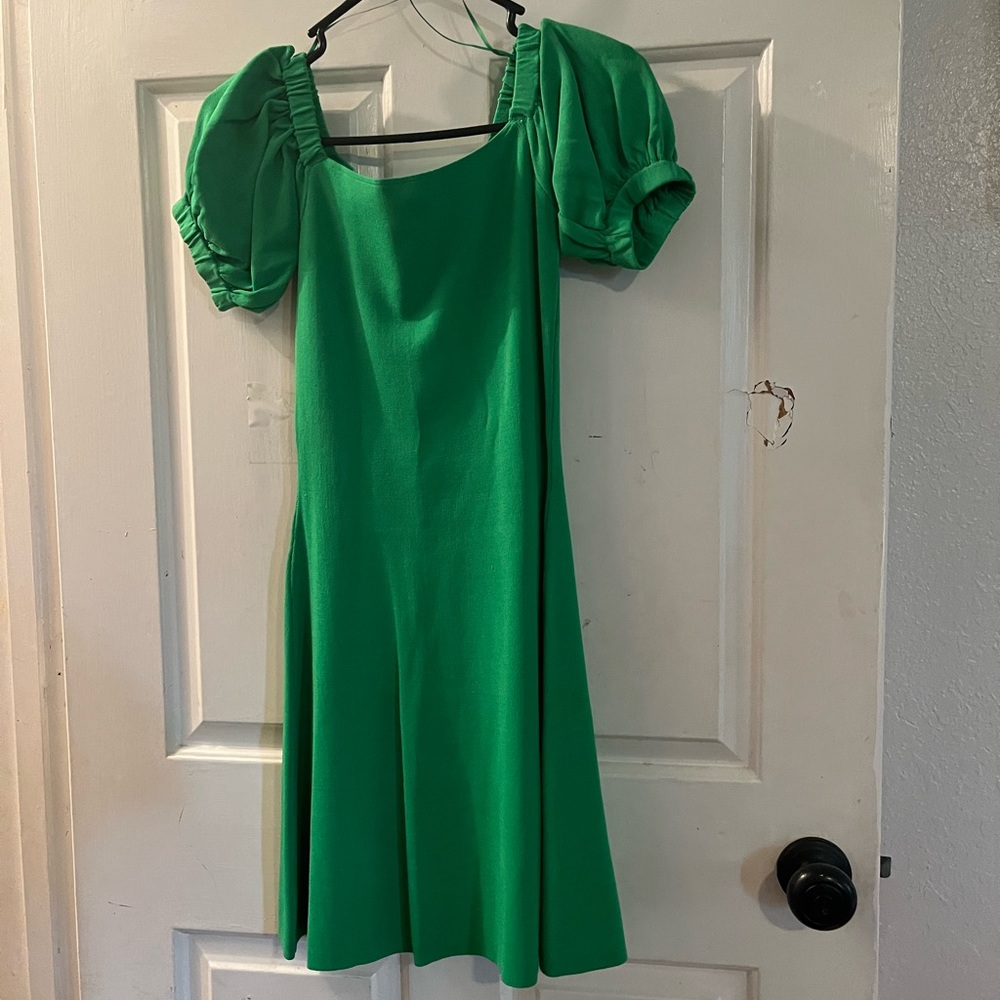 Zara Green Puff Sleeve Dress